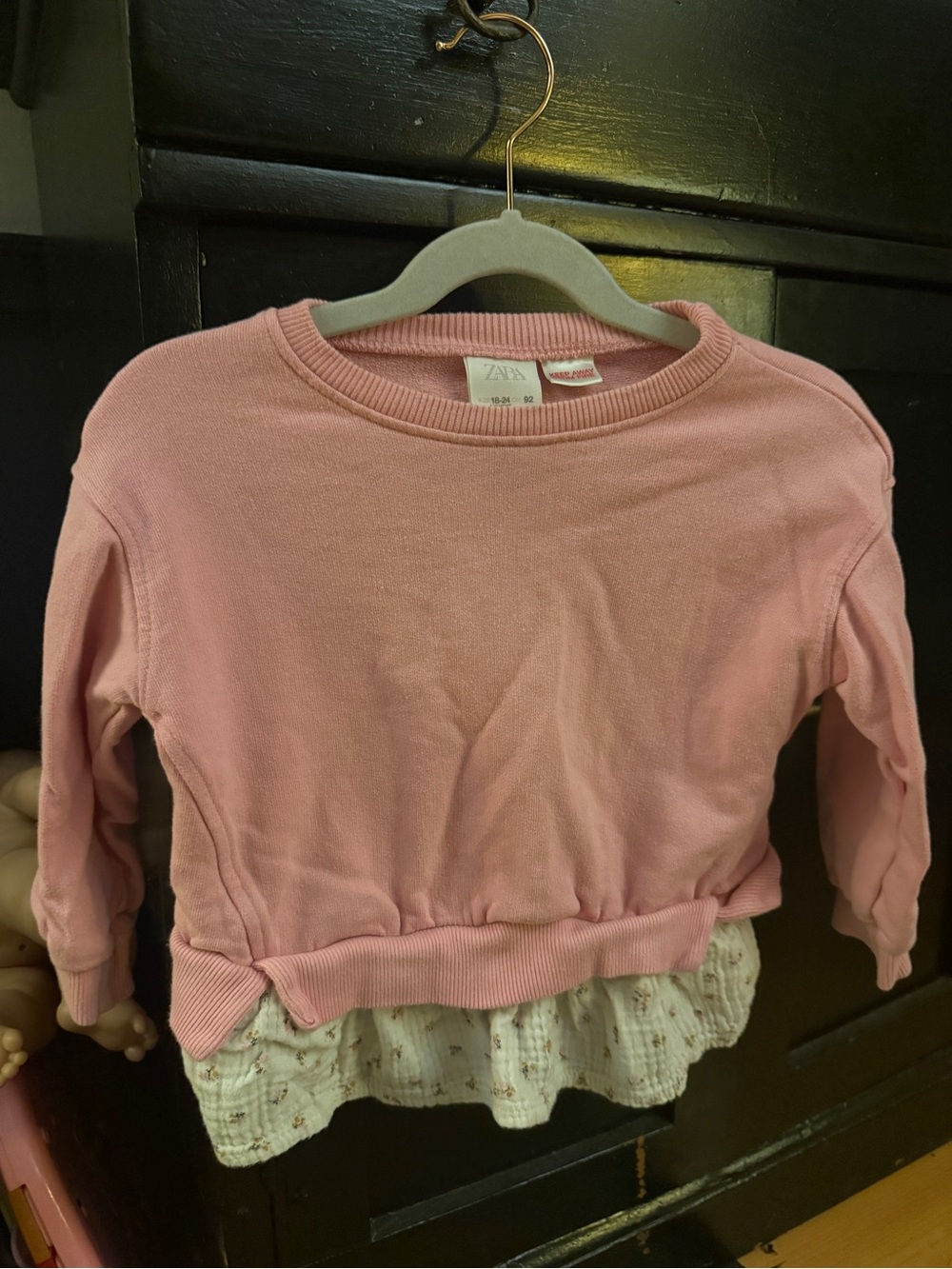 Zara Kids Light Pink Layered Hem Sweatshirt